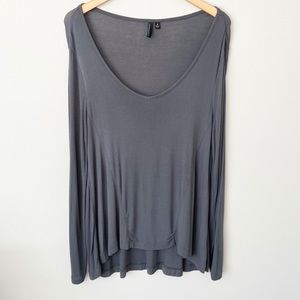 CYNTHIA ROWLEY Gray Lagenlook Deep V-Neck Tunic M